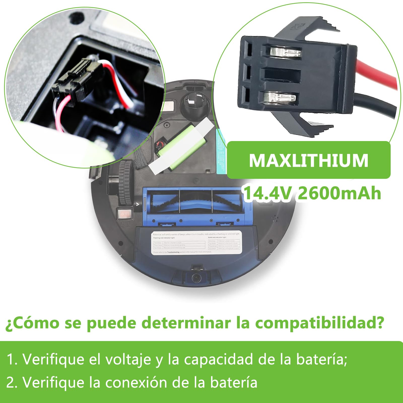 Batería de Repuesto Compatible Conga Excellence 1090 990 999 950 1790 1990, Ikohs Netbot S14 S15, Eufy RoboVac 11 11S 30 35C, Ecovacs Deebot N79 N79S DN622 14.4V 2600mAh
