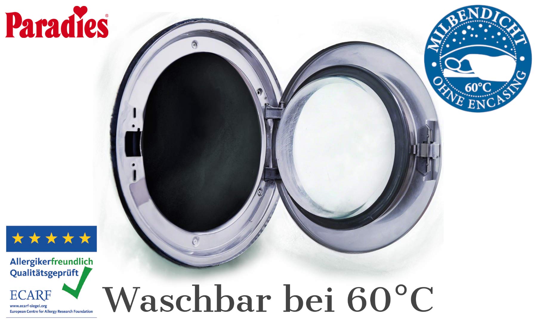 PARADIES Milbendichtes Allergiker Kissen 80x80 cm Softy Antiallergo | Für Hausstaubmilbenallergiker, mit integriertem milbendichten Encasing, Kopfkissen 80x80 cm, Made in Germany