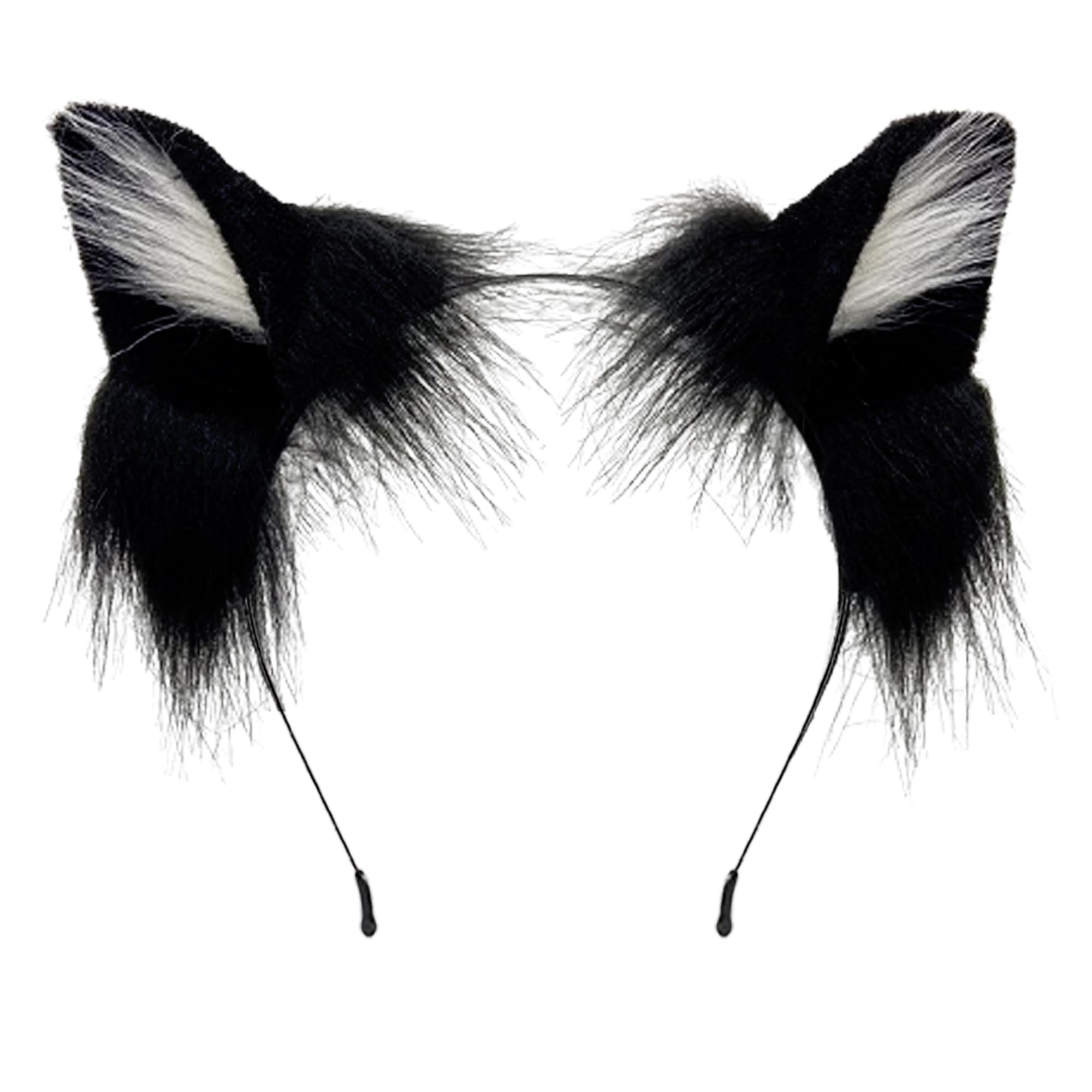 ZFKJERS Handmade Fur Fox Wolf Cat Ears Headwear Fancy Dress Cosplay Animal Furry Ears Head Accessories for Halloween (Black)