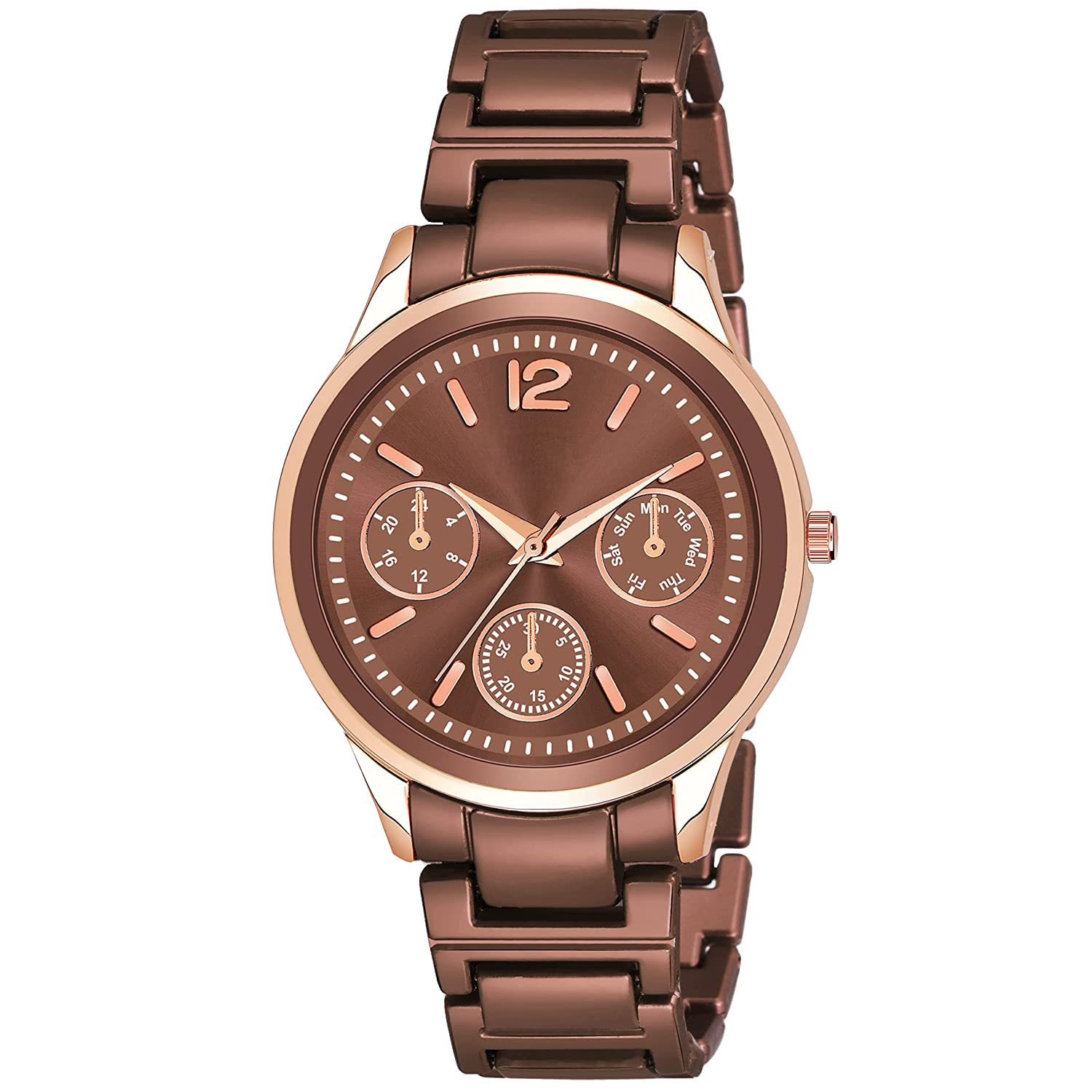 niyati Nx Brown Color Three Round Dial Brown Stainlees Steel Chain Watch for Girl (Brown) (B0BRWD556B) Amazon Price History, Amazon Price Tracker