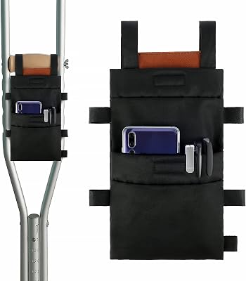 Crutch Pouch Bag, Crutch Accessories Bag, Universal Crutches Tote Bag, Crutch Storage Bag with Adjustable Buckle, Waterproof Lightweight Crutch Pocket for Crutch Carryon Pouch to Save Items
