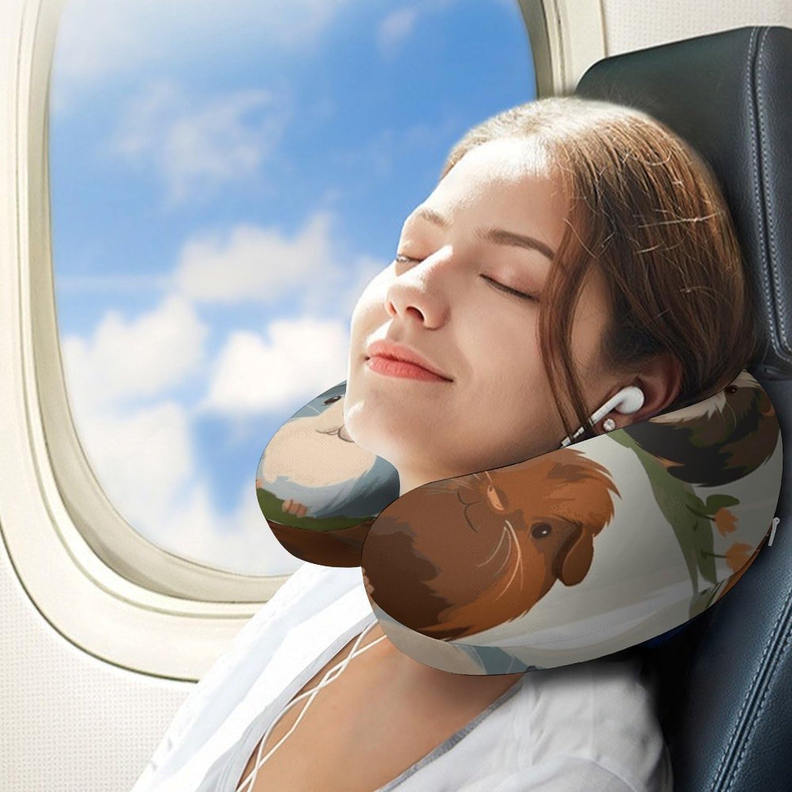 Smiling (8) Cuscino a forma di U, nucleo in memory foam, cuscino per fornire supporto per il collo, cuscino da viaggio, adatto per aerei, auto, case e uffici.