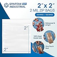 Vista 2 de Spartan Industrial - Bolsas de polietileno de plástico transparente con cierre de 2 x 2 pulgadas (1000 unidades) con cierre resellable y cierre