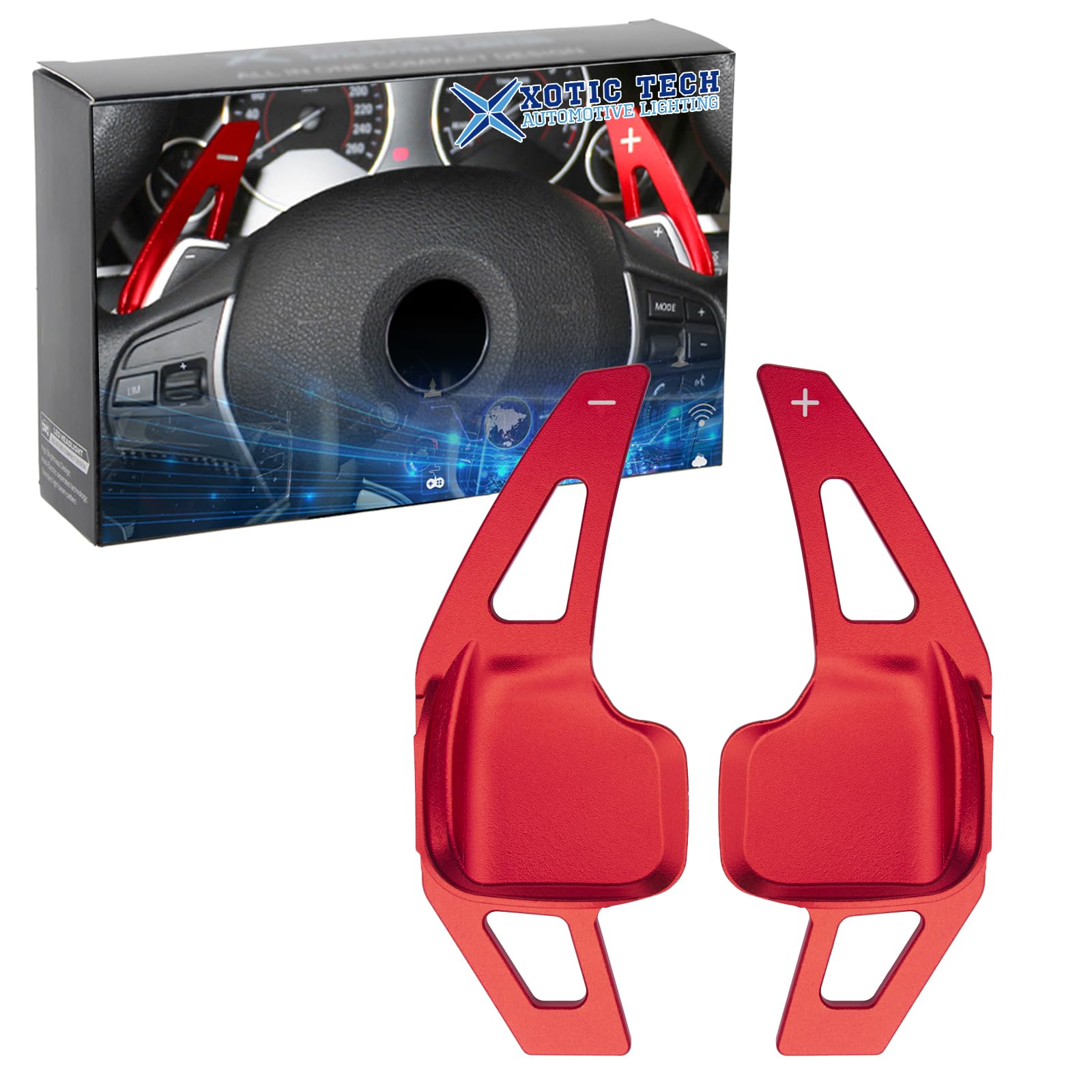 x xotic tech Red Paddle Shifter Extensions Interior Shift Cover Trim Compatible with BMW 2 3 4 X1 X2 X3 X4 X5 X6 Series F30 F31 F15 F16 F25 F26 -NOT fit F10 F11