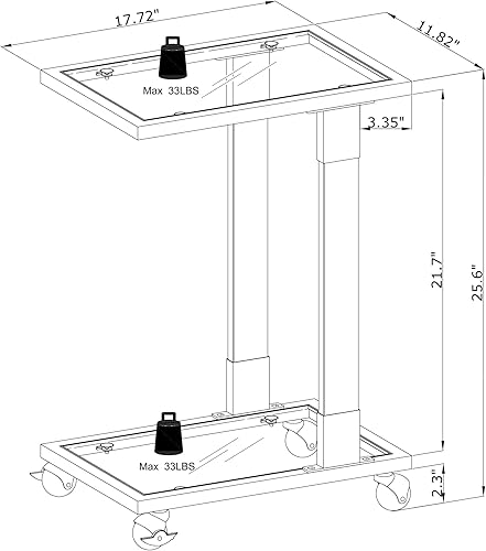 Miniatura 3 de Cimcame Mesa auxiliar cromada mesa auxiliar de sofá rodante de acrílico parte superior de cristal en forma de C mesa auxiliar cuadrada con base de