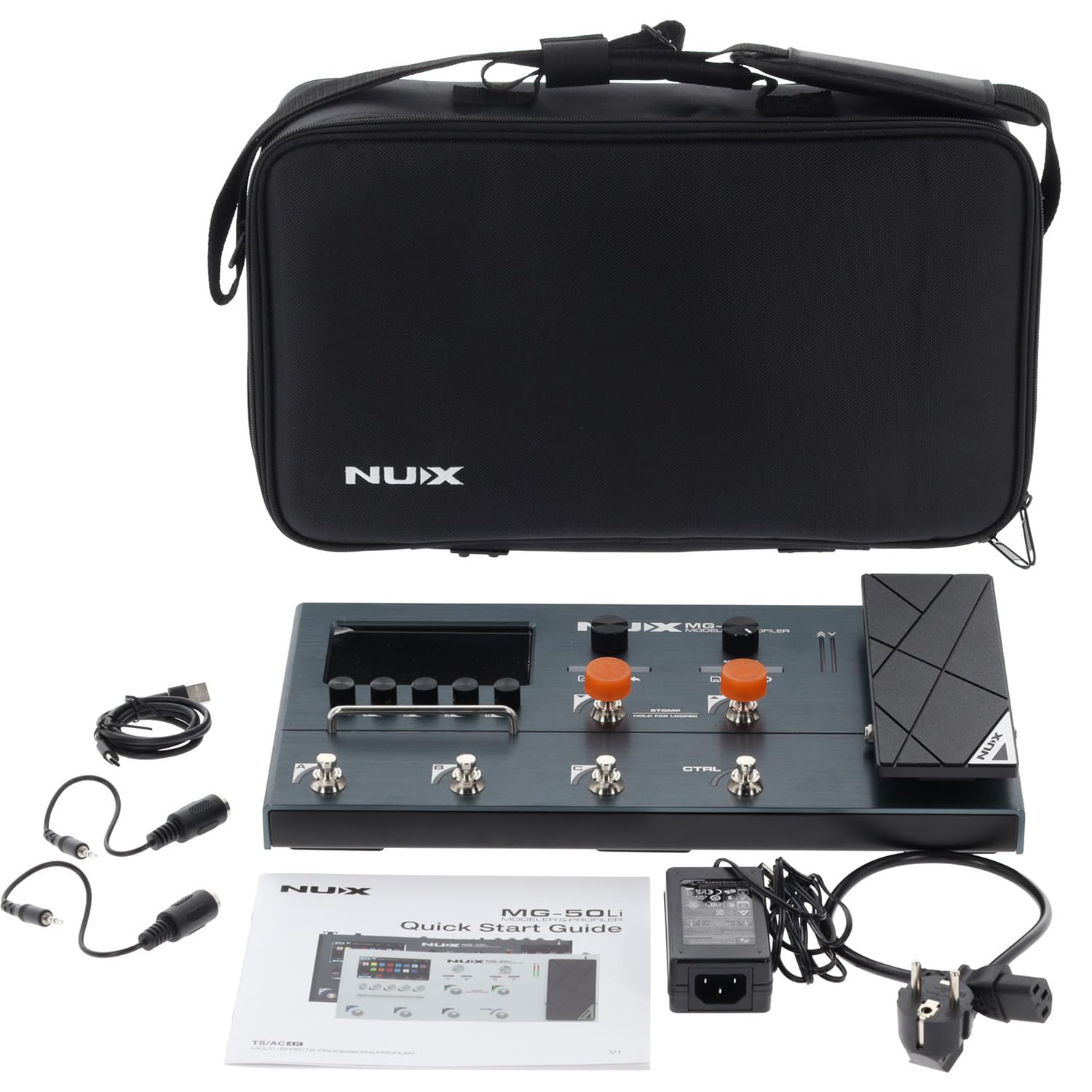 Nux MG50Li Dark Blue Multi-Effektgerät mit keepdrum Kabel