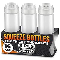 Vista 10 de Juego de 6 botellas invertidas para condimentos de 16 onzas, diseño mejorado con juntas de sellado adicionales, válvula de cierre automático