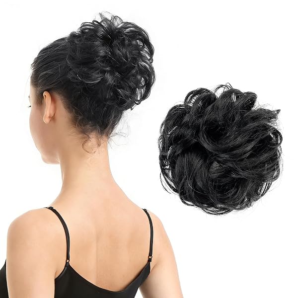 BARSDAR Real Human Hair Messy Bun Hairpieces Wavy Curly Rose Bun for Women/Kids Girls Tousled Updo Donut Chignons