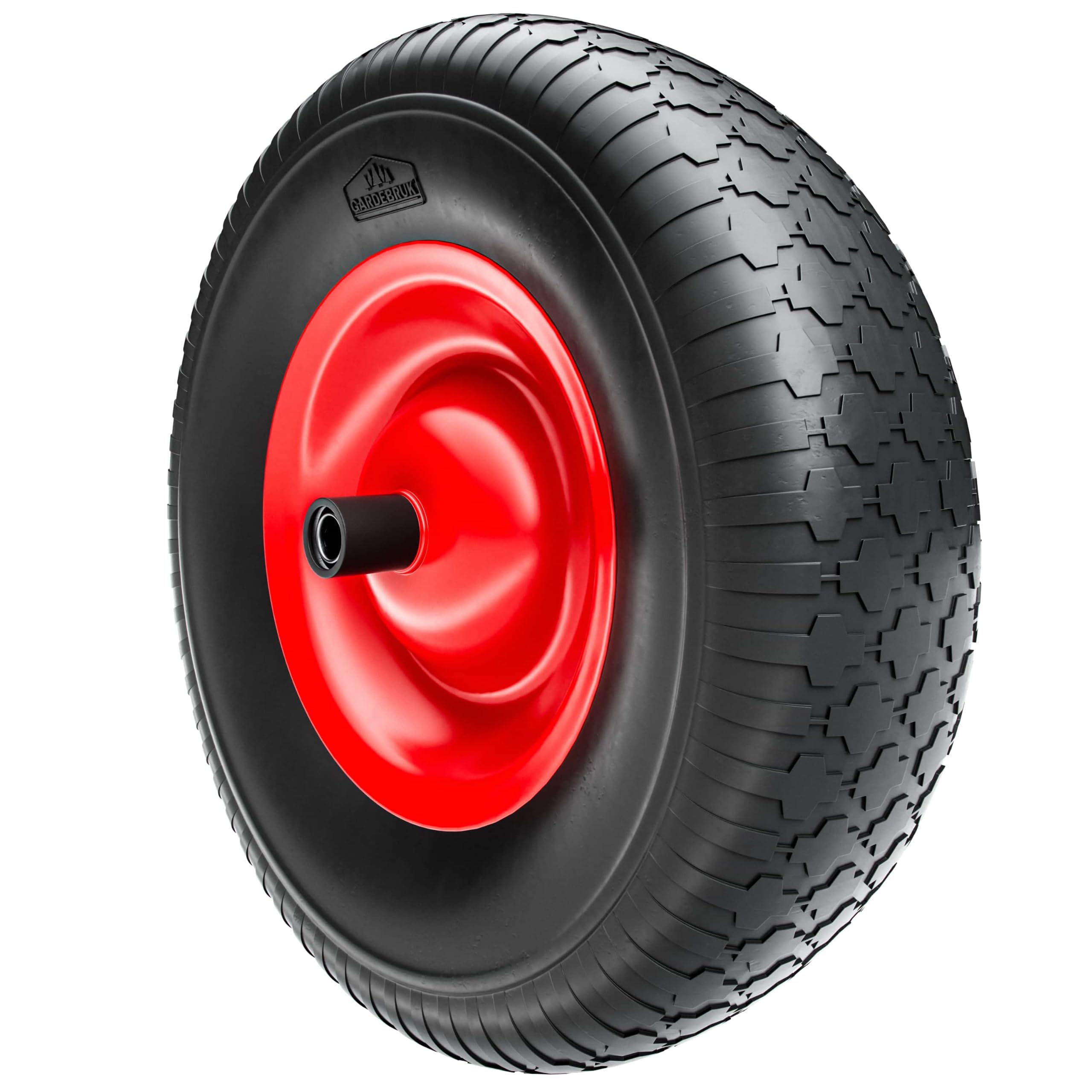 GARDEBRUK® Roue de brouette increvable Caoutchouc Plein PU 4.80/4.00-8 Ø390mm Jante Acier 200kg axe Roue de Secours Remplacement brouette Pneu