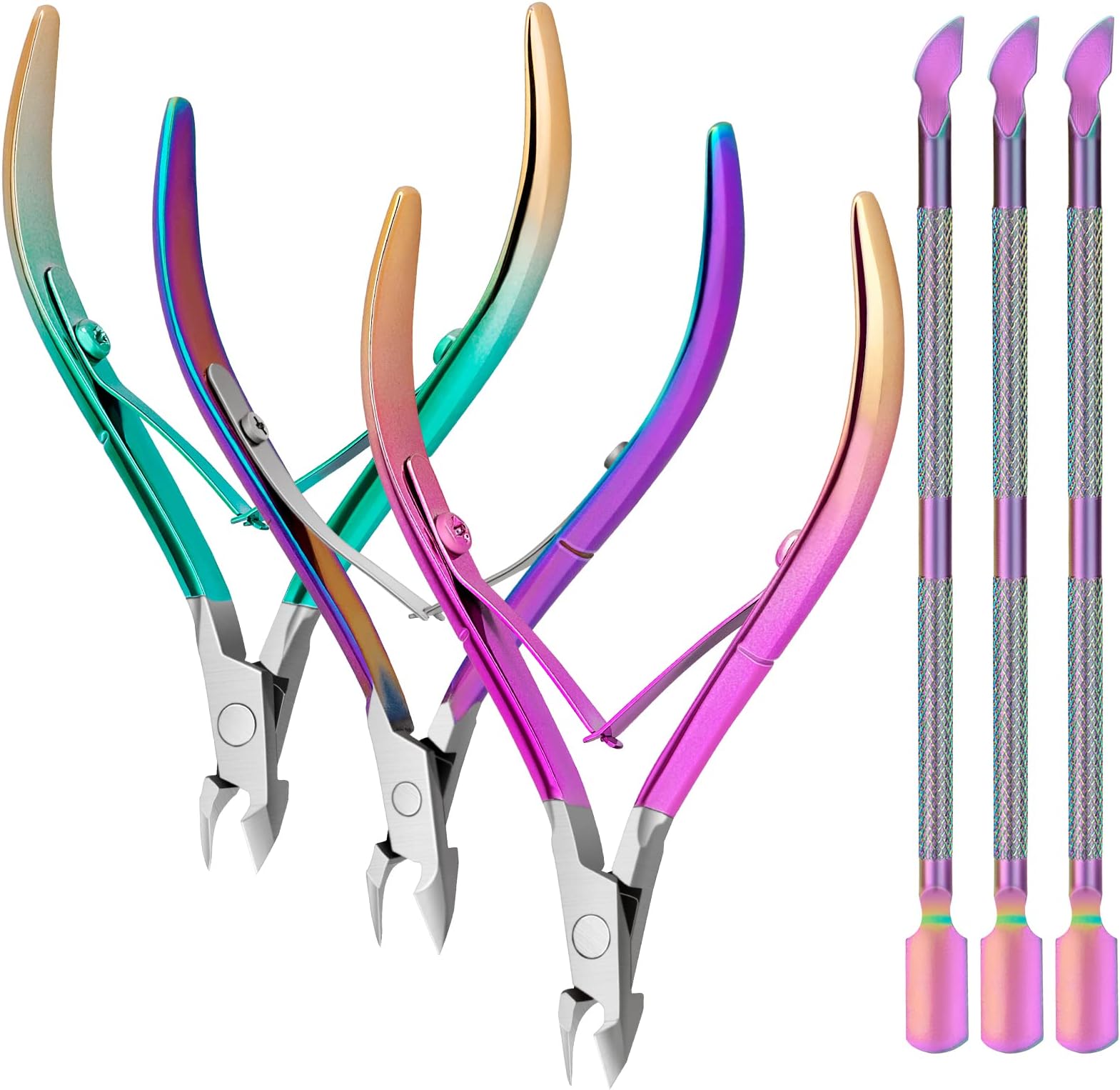 Cuticle Trimmer with Cuticle Pusher Cuticle Nipper Cuticle Remover Cutter Stainless Steel Nail Cuticle Trimmer Manicure Pedicure Tools for Nail