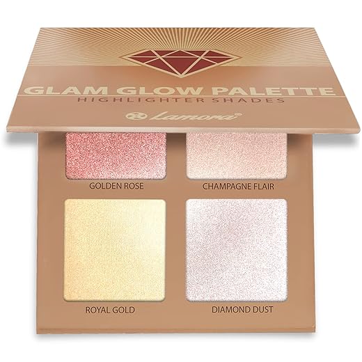 Paleta De Iluminadores De Maquillaje Coloretes En Polvo - Bronceadores Highlighter Maquillaje Profesional Con Espejo - 4 Altamente Pigmentados Colores Brillante - Vegano, Hipoalergénico