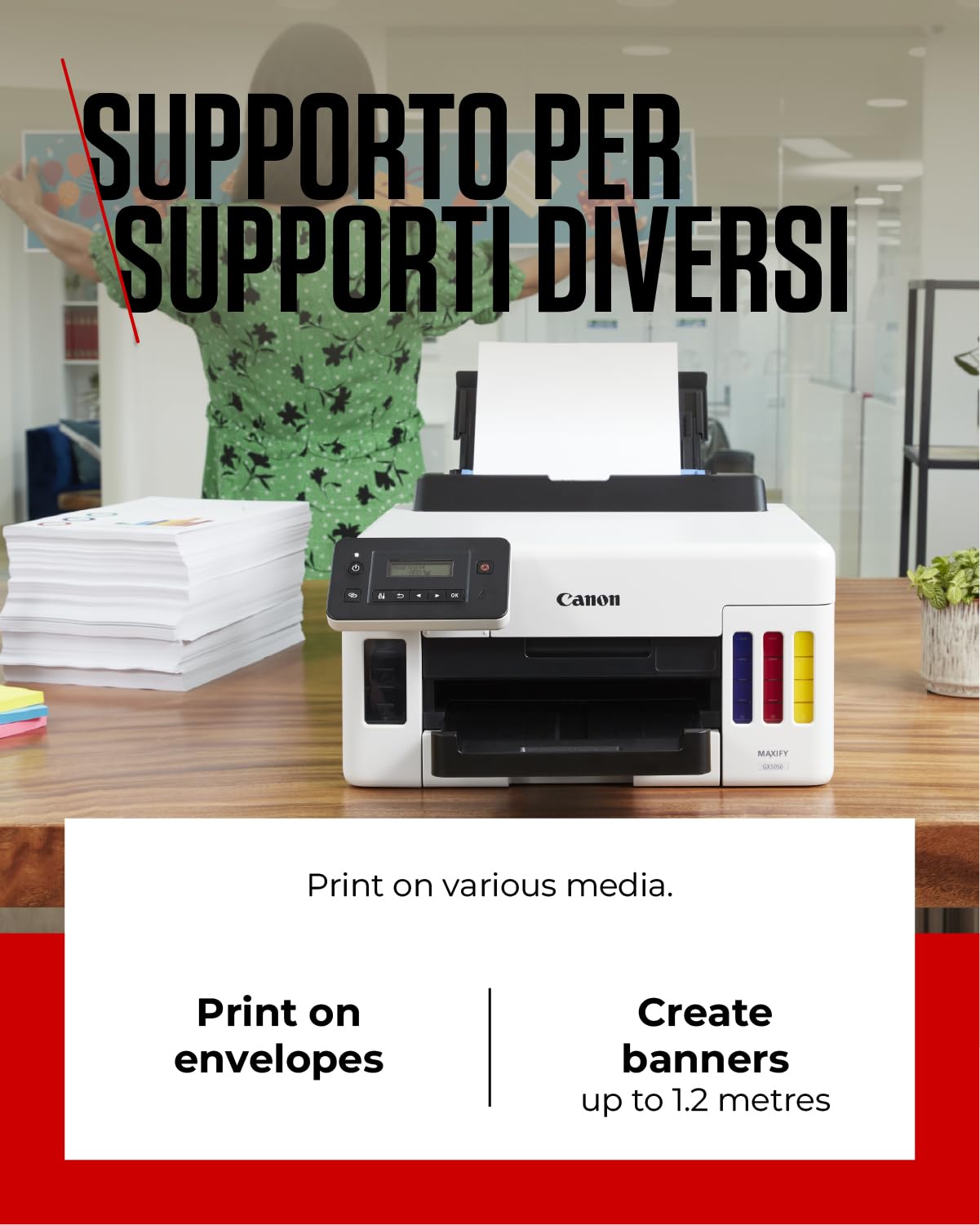 Canon Stampante a Colori per Casa e Ufficio MAXIFY GX5050 | Stampante Inkjet MegaTank | Stampa Formato A4 con Connettività WiFi, Ethernet e USB