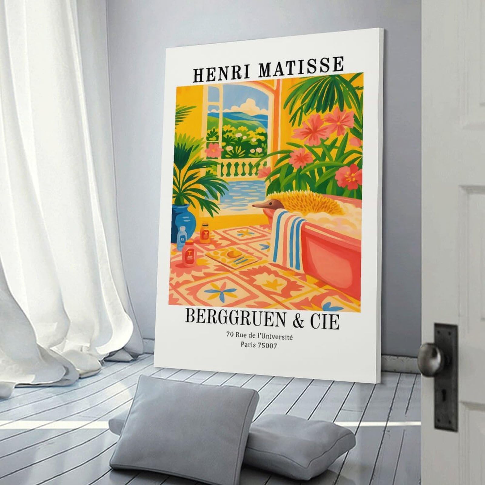 Junmoney Wall Decor Canvas Print Henri Matisse Interior with Echidna Painting, 20x30inch(50x75cm), for Bedroom Walls, Guest Spaces Or Lounges, Decorative Wall Art for Cosy Rooms