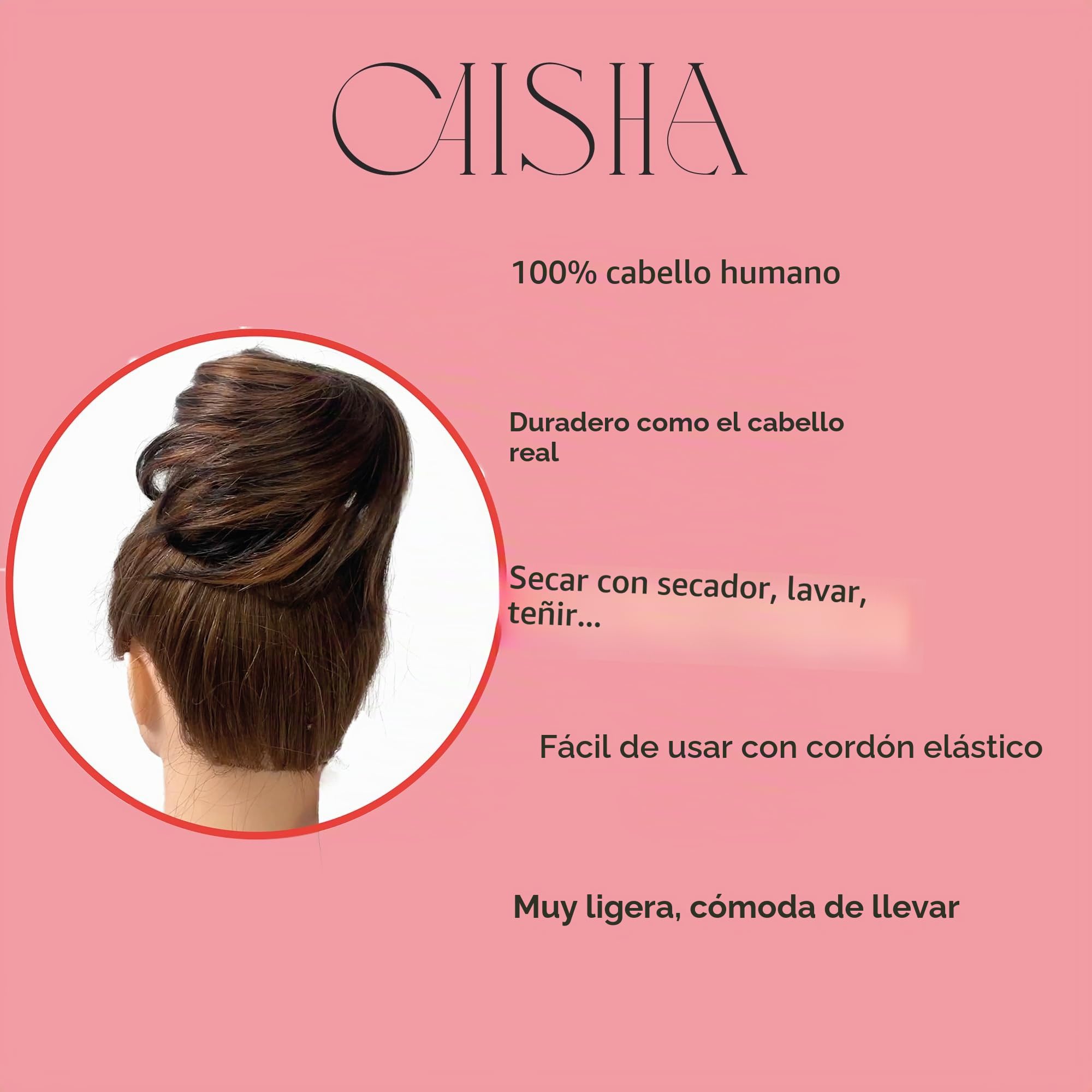 CAISHA 100% Cabello Real Moño Postizo Hepburn Moño Coletero Mezcla Marrón Oscuro H311l
