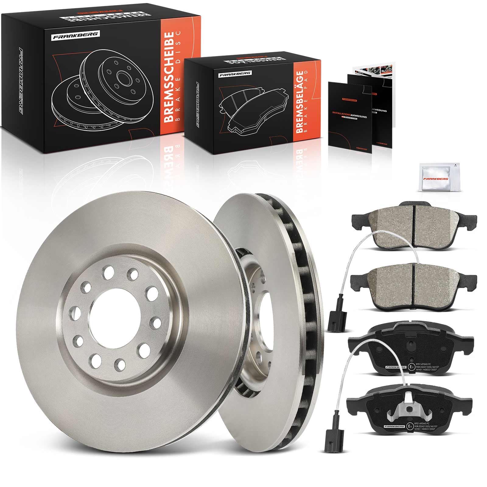 Frankberg Set freni incl. 2x Dischi Freno + 4x Pastiglie dei Freni Anteriore Compatibile con 159 Sportwagon 939 Spidel 939 Brera 939 159 939 Replace# 71772534