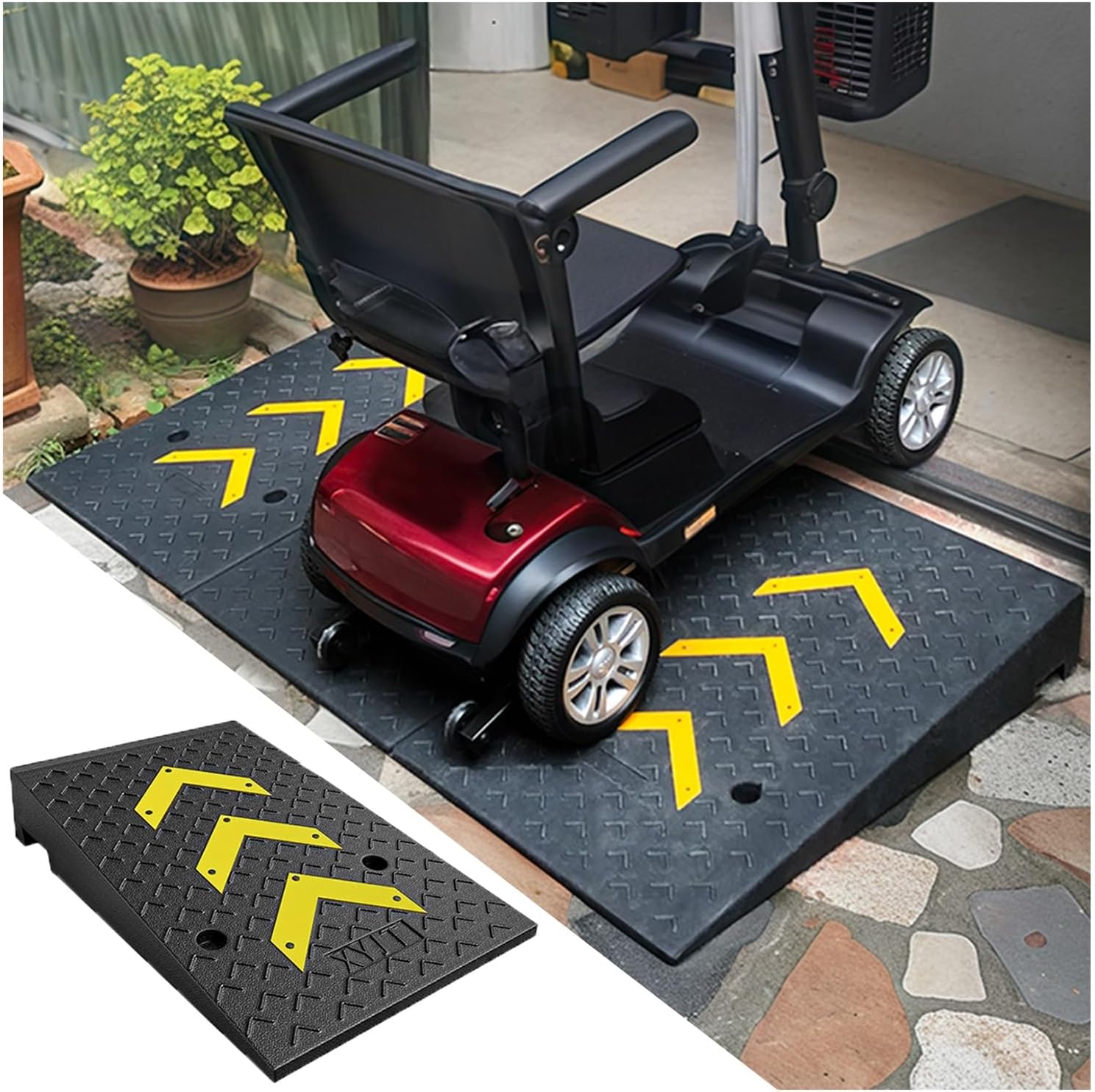 Threshold Ramp,Kerb Ramps for Cars,Ramp Threshold Step Mat Textured Design Solid Mesh Base Barrier Ramp Plate Heavy Duty Kerb Ramp Mostly/H20Cm/7.9In