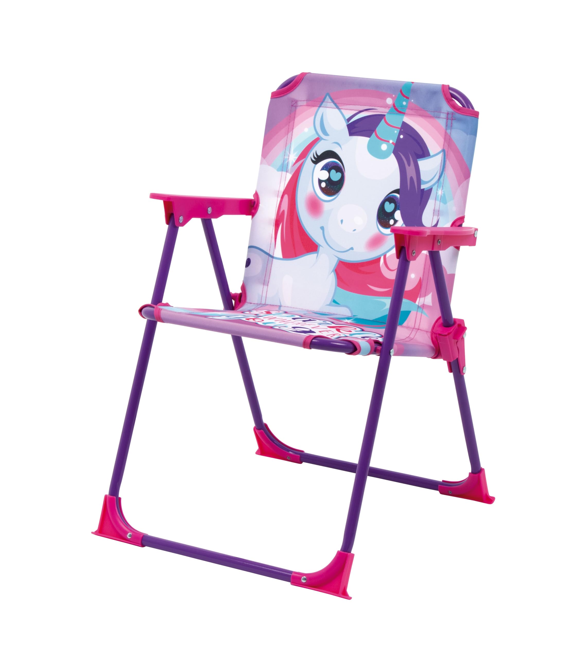 ARDITEX Sedia Pieghevole con Braccioli Unicorno ZK16157, Rosa, 38 x 32 x 53 cm, Fantasia, Metallo e Poliestere, Adatta per Giardino con Patio, Campeggio, Con Chiusura di Sicurezza