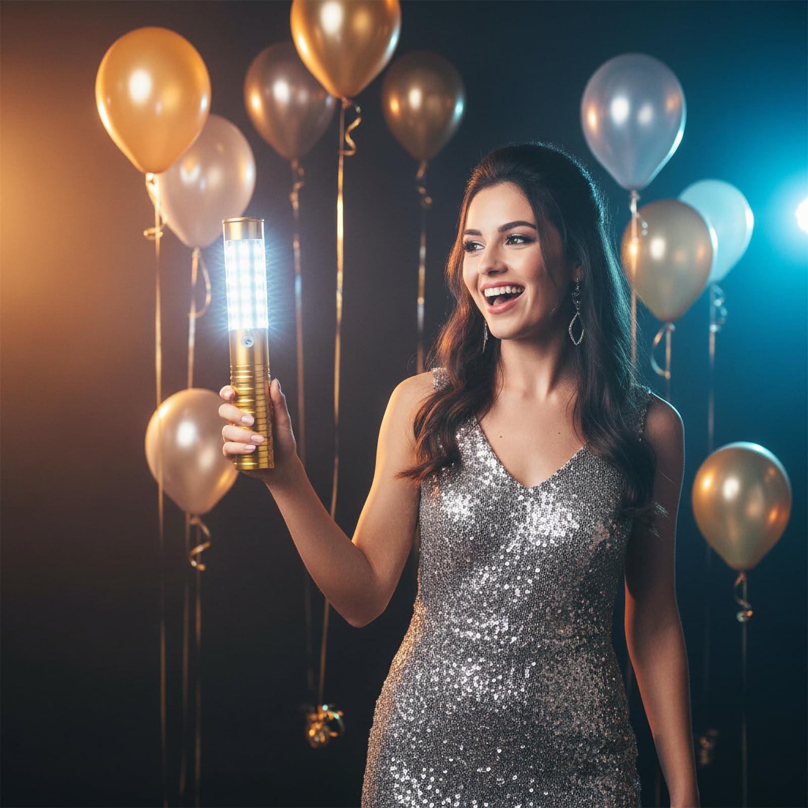 ACMHNC Luces Estroboscópicas LED, USB Recargable Para Botella de Vino, Bastón Luminoso, 1800 mAh Batería, Barras Luminosas Para Fiestas, Ktv, Bar, Club, Cumpleaños, Luz Blanca, Dorada