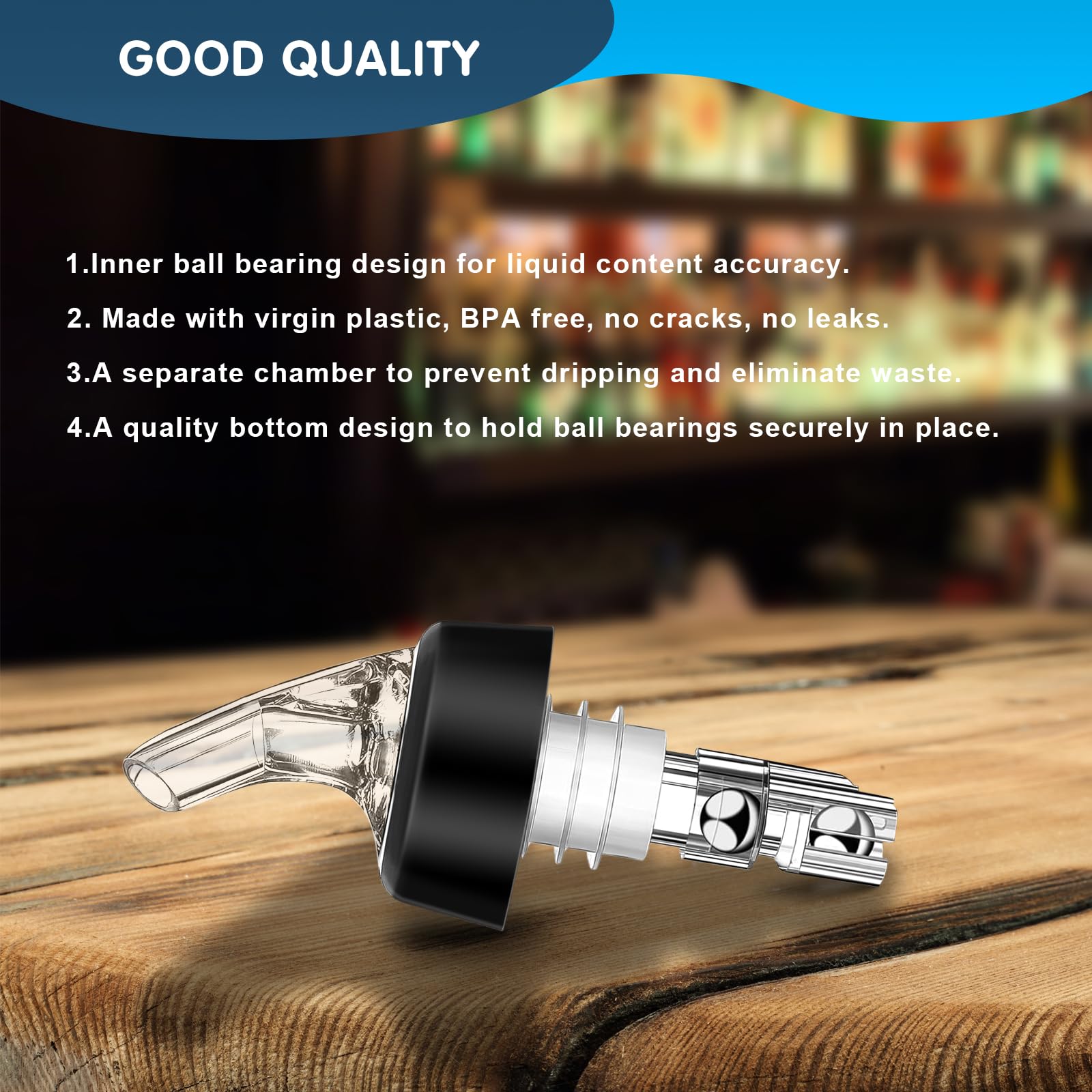 2 cl Dosificadores por Boquilla Transparente 4PCS Medidores, Porcionadores Auto-Pour para Vino, Licores, Cócteles y Aceite