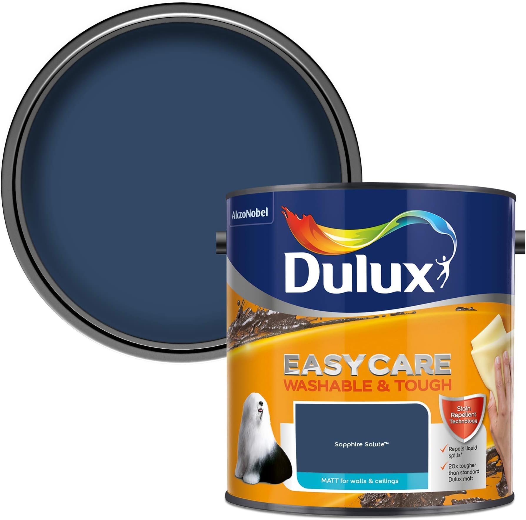 Dulux403201 Easycare Washable & Tough Matt Emulsion Paint For Walls And Ceilings - Sapphire Salute 2.5L
