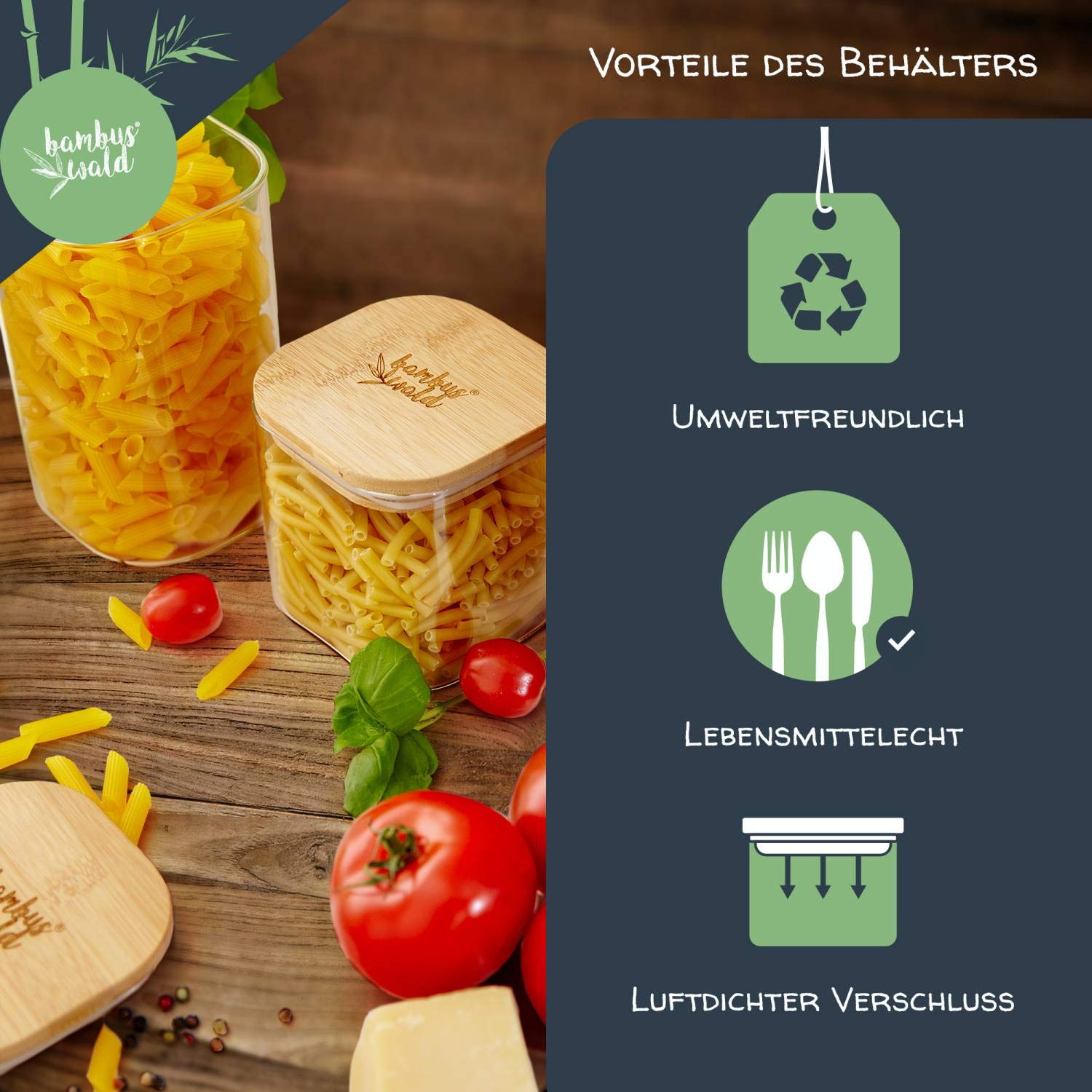 Tarro De Vidrio Con Tapa De Bambú 700 Ml - Hermético, Apto Lavavajillas, Ideal Para Almacenar Café, Té, Pasta O Legumbres