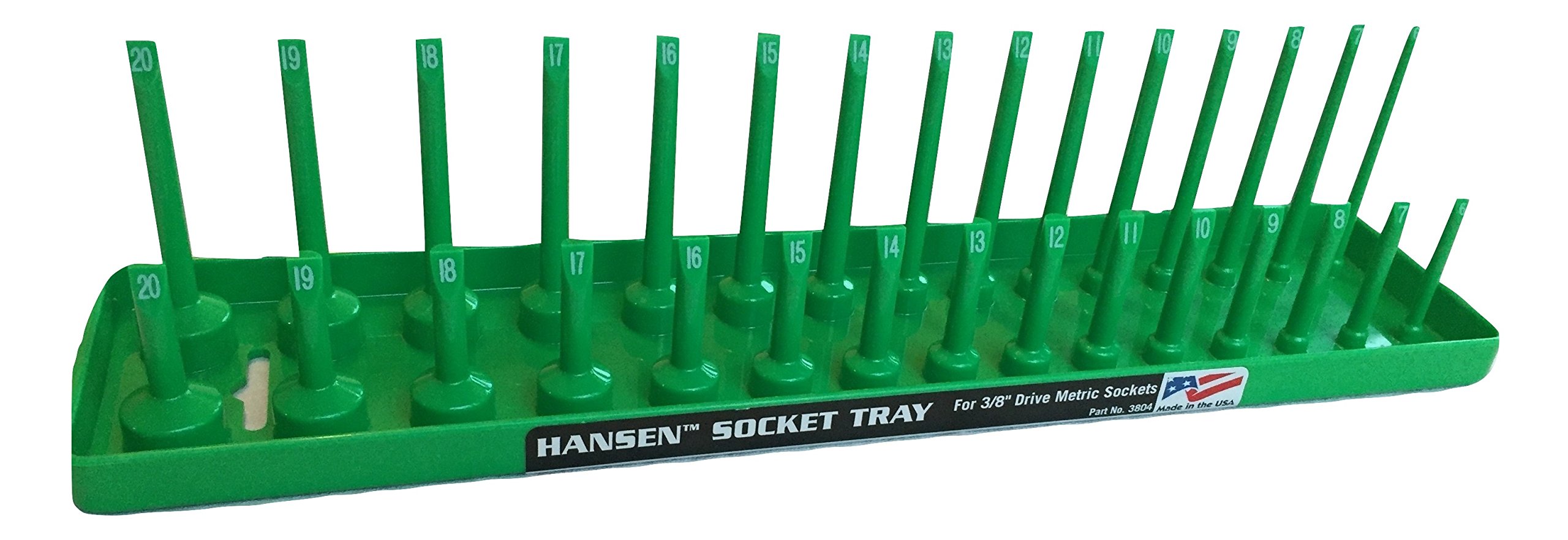 Global Hansen 3804 3/8" Drive Metric Regular & Deep Socket Holder - Green