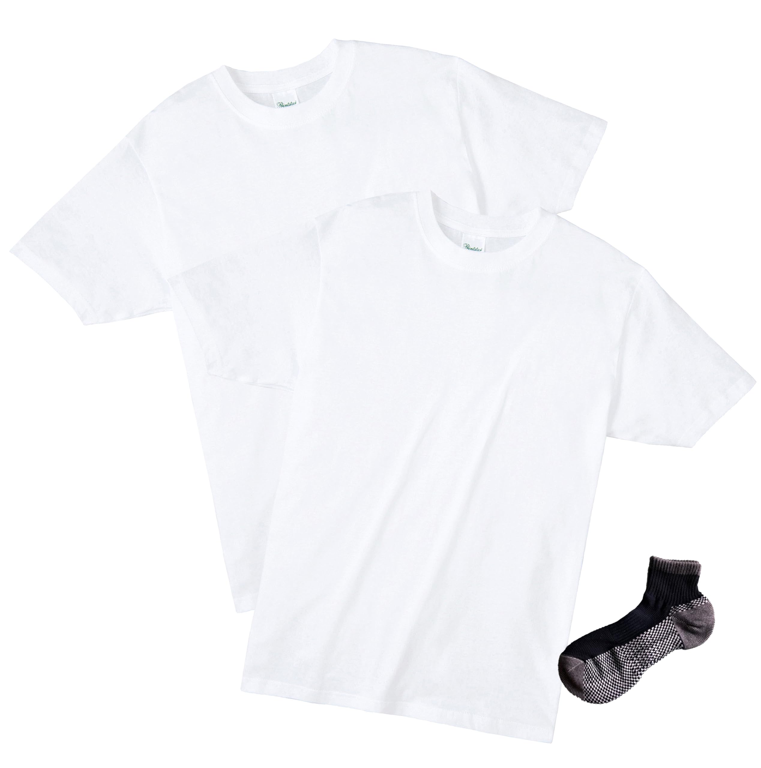 Printstar(プリントスター) Men's Short-Sleeve 4.0 oz Lightweight T-Shirt 00083-BBT Large White (Set of 2)