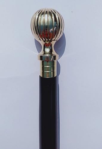 Miniatura 2 de Zubaida Nauticals Bastón de madera  37 pulgadas, madera de Sheesham negro ébano vintage decorada con mango redondo, 37 pulgadas