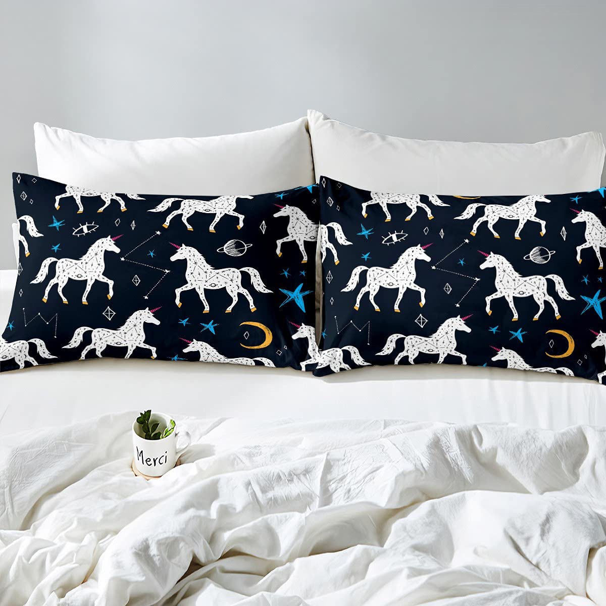 Juego de sábanas de Unicornio para niños y niñas y niños, Juego de sábanas de Universo Galaxia, Suave, fantasía, Unicornio, decoración, Funda de Cama tamaño King
