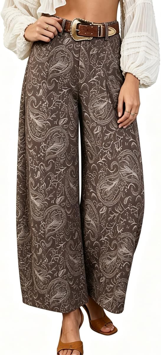 chouyatou Women's Y2K Baggy Barrel Jeans Floral Print Wide Leg Denim Ankle Pants Boyfriend High Waisted Jeans image 2
