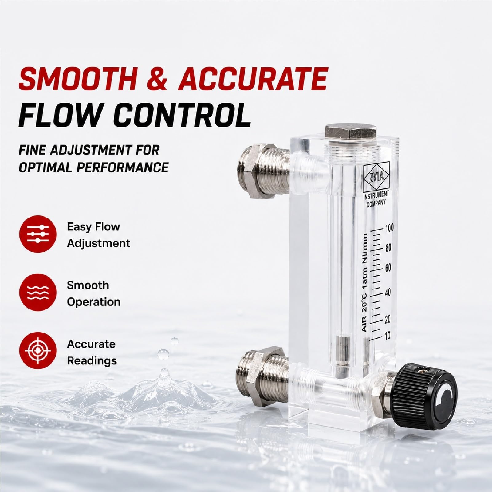 LZM-6T Medidor de Flujo rotámetro Panel acrílico Líquido pequeño 6-1000 ml(Liquid 16-160ml-min)