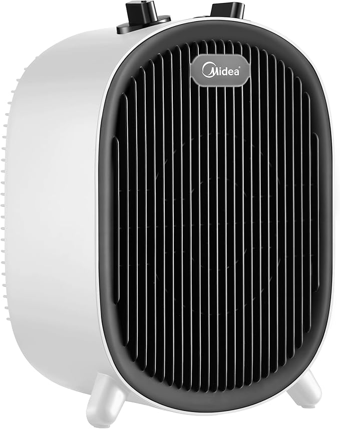MIDEA Calefactor Eléctrico Baño de Bajo Consumo 2000W | Calefactor con Función Aire Frío y 2 Niveles de Potencia | Calentador Portatil con Termostato Regulable y Protección Sobrecalentamiento, Blanco