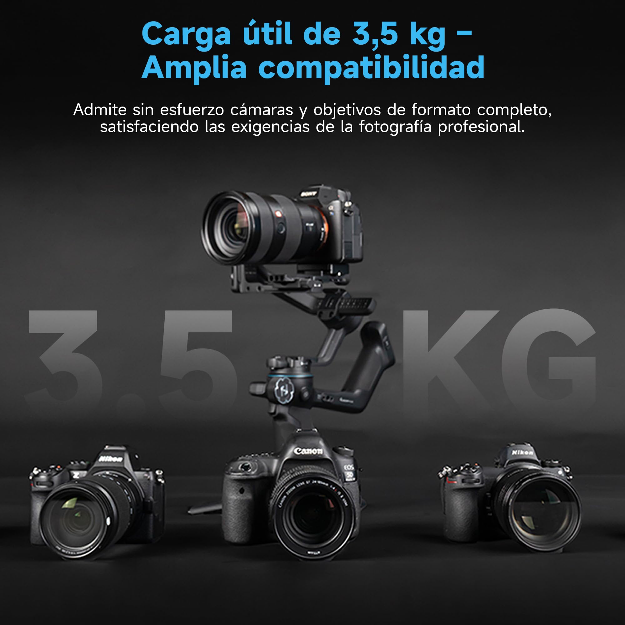FeiyuTech SCORP-C2 Estabilizador de Cámara 3 Ejes con AI Tracking 4.0, Carga 3,5 kg, Grabación Vertical, Rotación Automática 360° y Control Bluetooth, Gimbal para Sony/Canon/Nikon, Vlogging y Cine