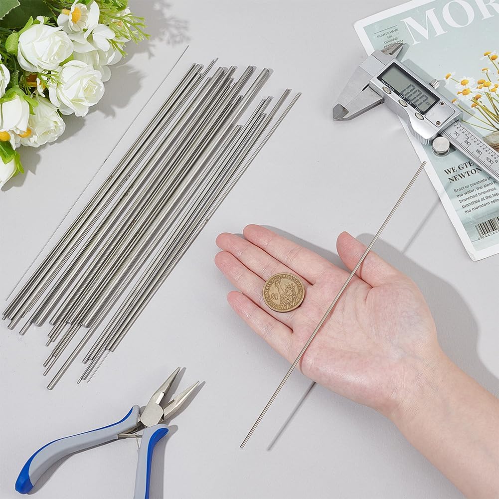 PH PandaHall 30 Sizes Mandrels for Jewelry Making Wire Wrapping Rods 0.5-5mm Carbon Steel Rod Solid Mandrel Dowels Round Metal Bar for DIY Craft Wire Wrap Forming Rings Coils Tools, 8.6 Inch Long
