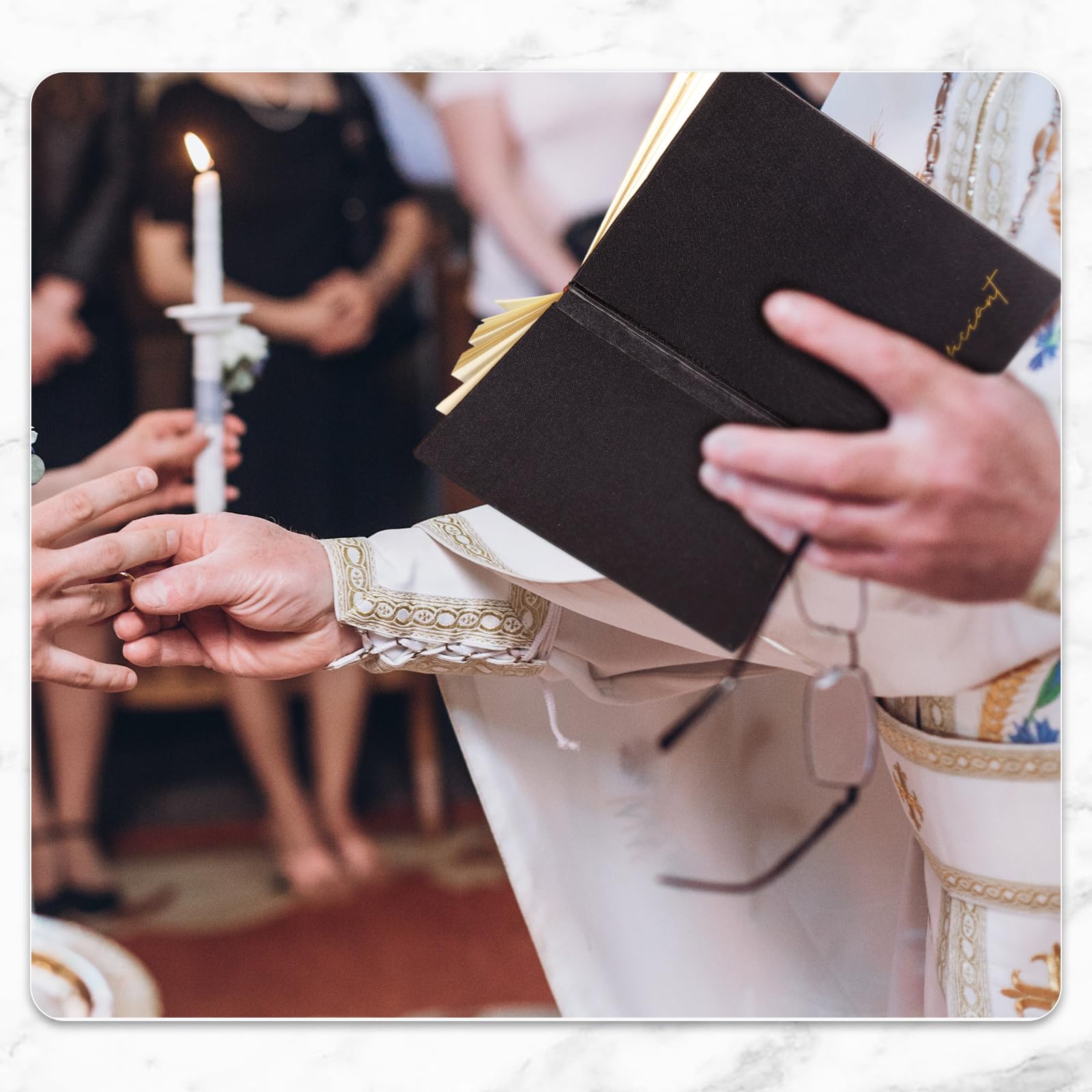 Engrowtic Black Wedding Officiant Book with Black Ink Pen 5.25 x 8.25 Inch Hardcover Journal Notebook with 192 Pages Officiant Gift Pastor Gift for Wedding Ceremony Sermon Minister (Classic)