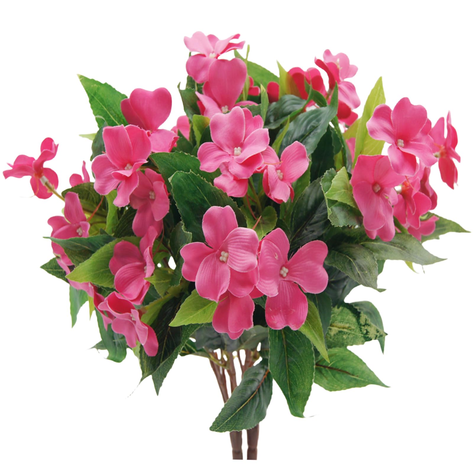 FERIAL Artificial Impatiens Bouquet Faux ?Impatiens Bushes Rosered ?for Outdoors Pot Hanging Basket Porch Patio Lawn Garden Wedding Decoration