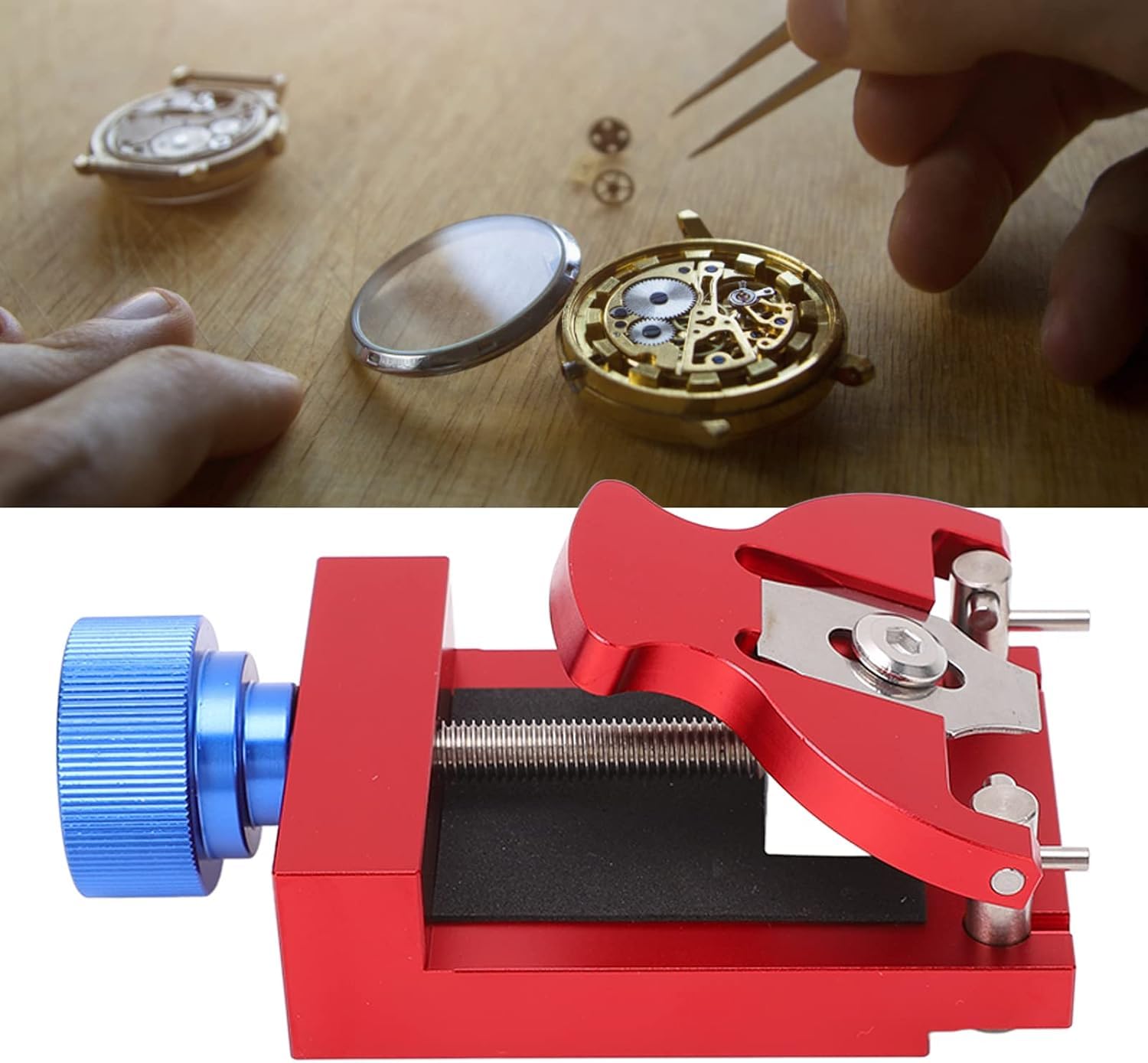 Soporte Ajustable de Acero para Caja de Reloj con Almohadilla de Goma