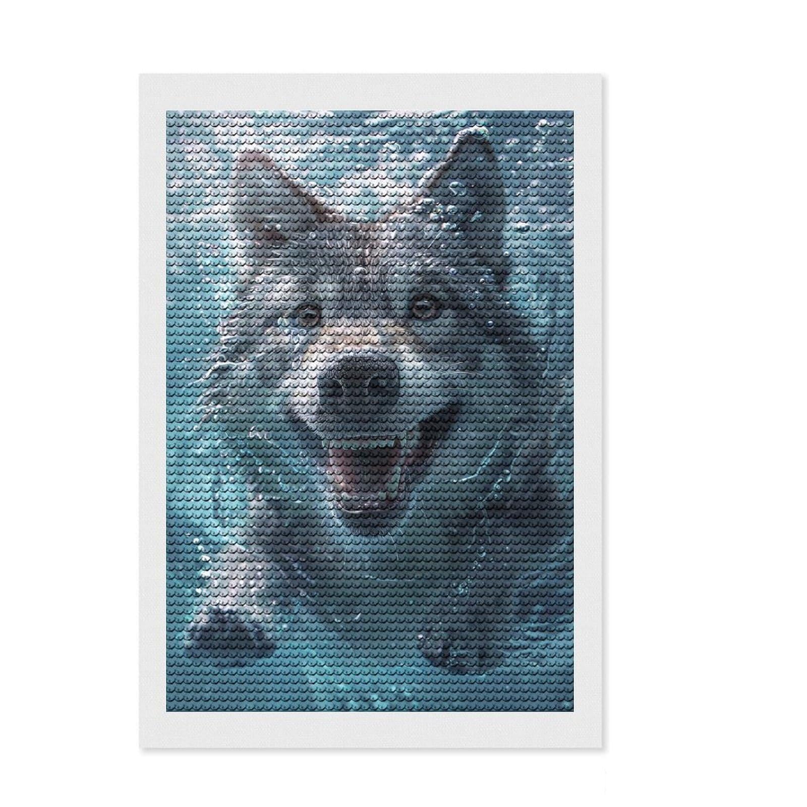 Junmoney Wolf Sea 5D Diamond Painting Kit 8"x12", Vintage Style Decor, Boho Decor, Handmade Wall Decor, Artistic Hobby