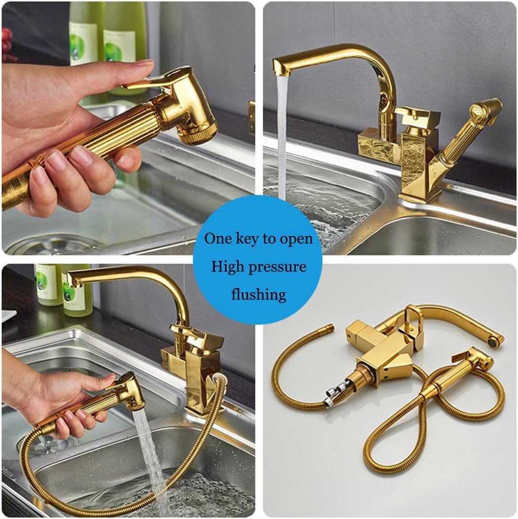 Kitchen Sink Double Bowl Kitchen Bar Sink Wet Bar & Prep Sink 304 Stainless Steel RV Sink With Spray Gun Pull Faucet & Drain Top Mount Or Undermount