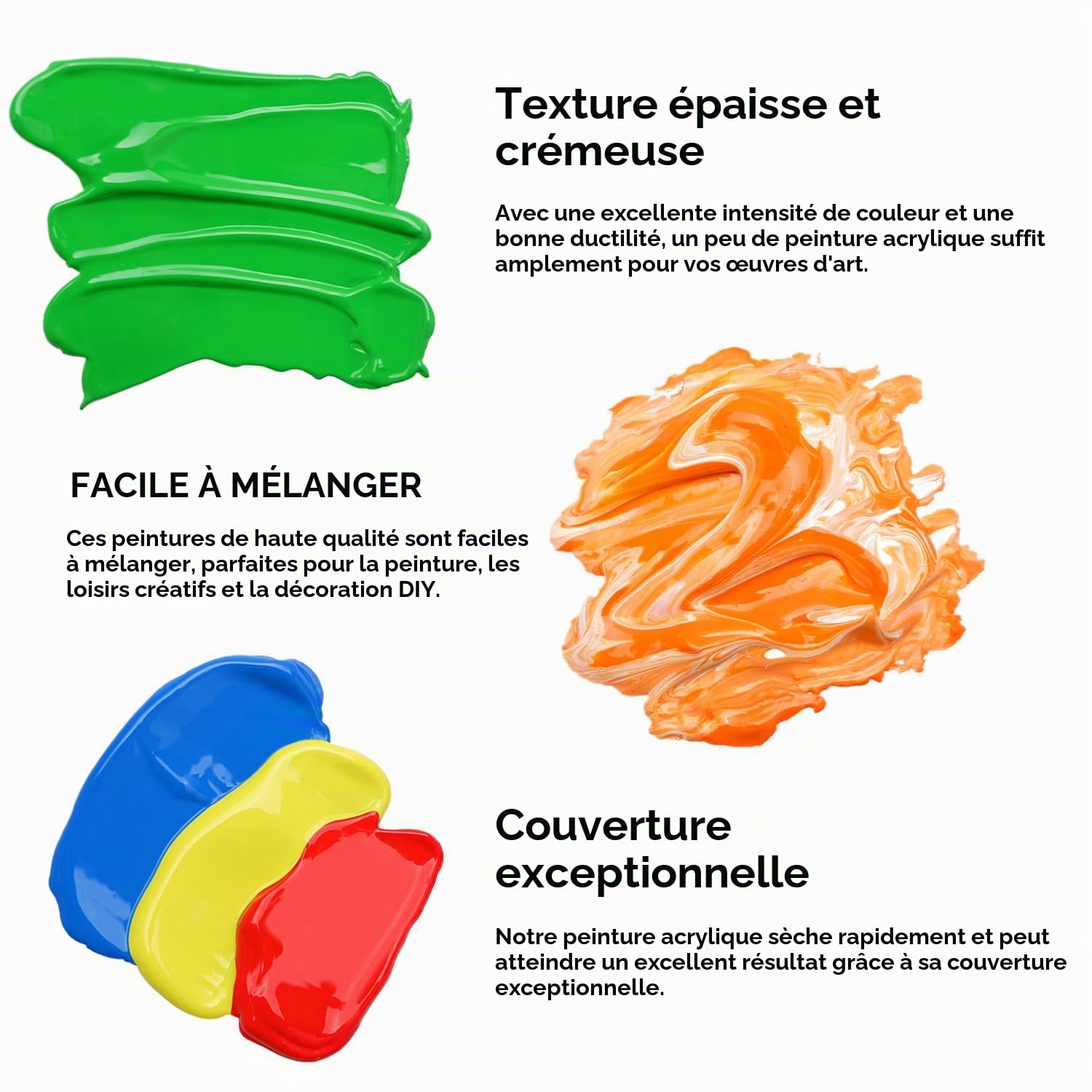 ARTFLY Peinture Acrylique Kit, 36 Couleurs × 60ml, avec 12 Pinceaux, Non Toxique, Riche Pigmentée, Peintures pour Débutant et Artiste pour Papier, Roche, Bois, céramique, Tissu
