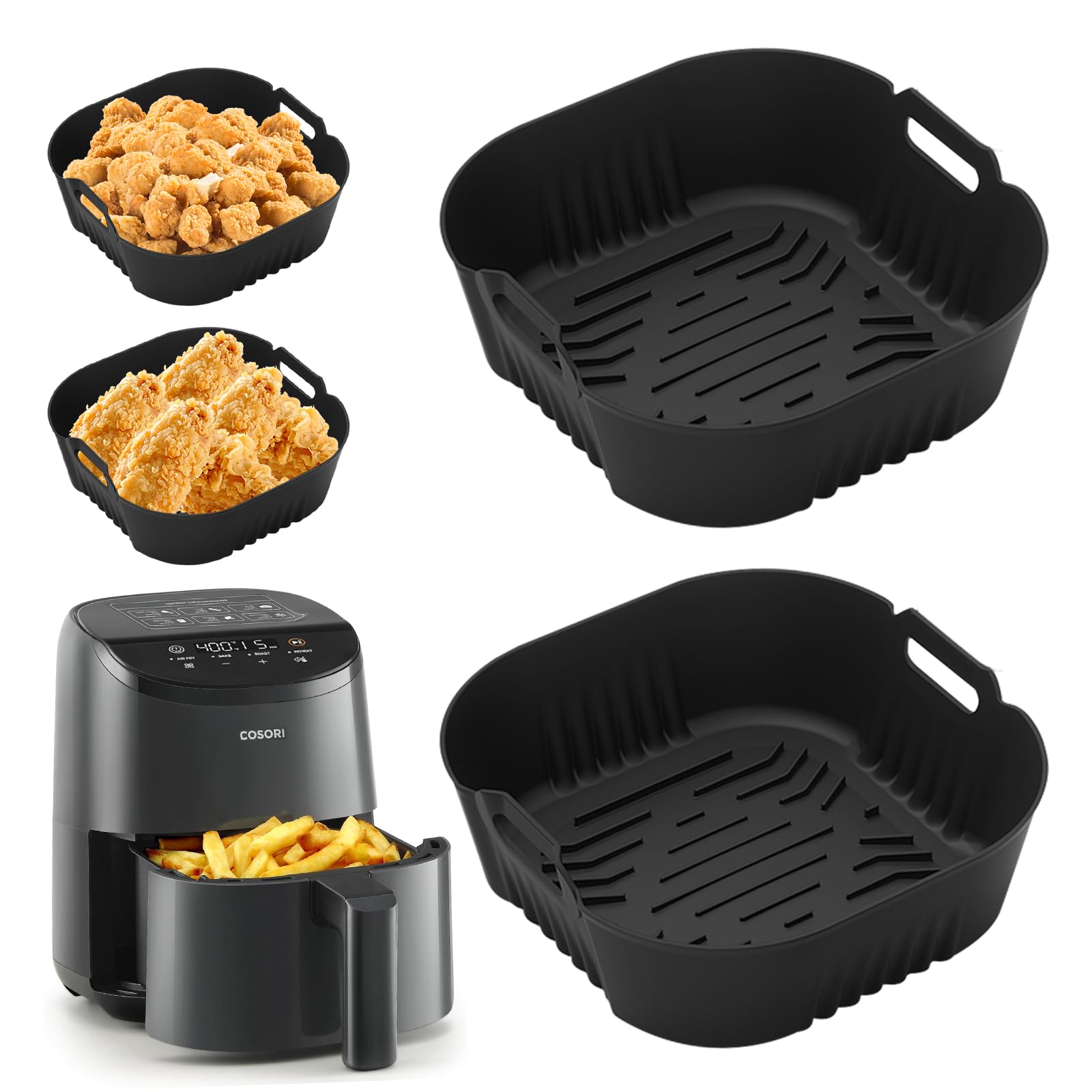 OurLeeme 4 Stampi In Silicone Per Friggitrice Ad Aria - Antiaderenti, Resistenti Al Calore (-50°C A 260°C), Riutilizzabili, Adatti A Forno E Microonde - 4
