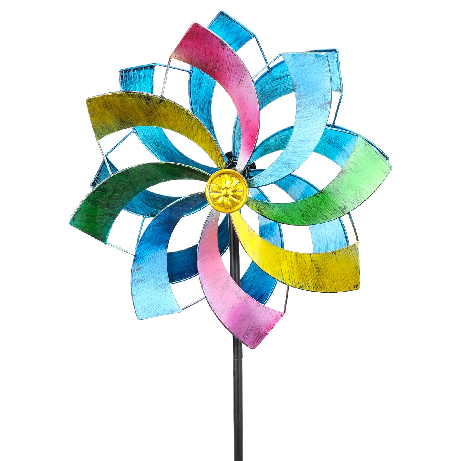 WONDER GARDEN Wind Spinner Multicolored Outdoor Metal Sculpture Kinetic Colorful Wind Spinners for Yard and