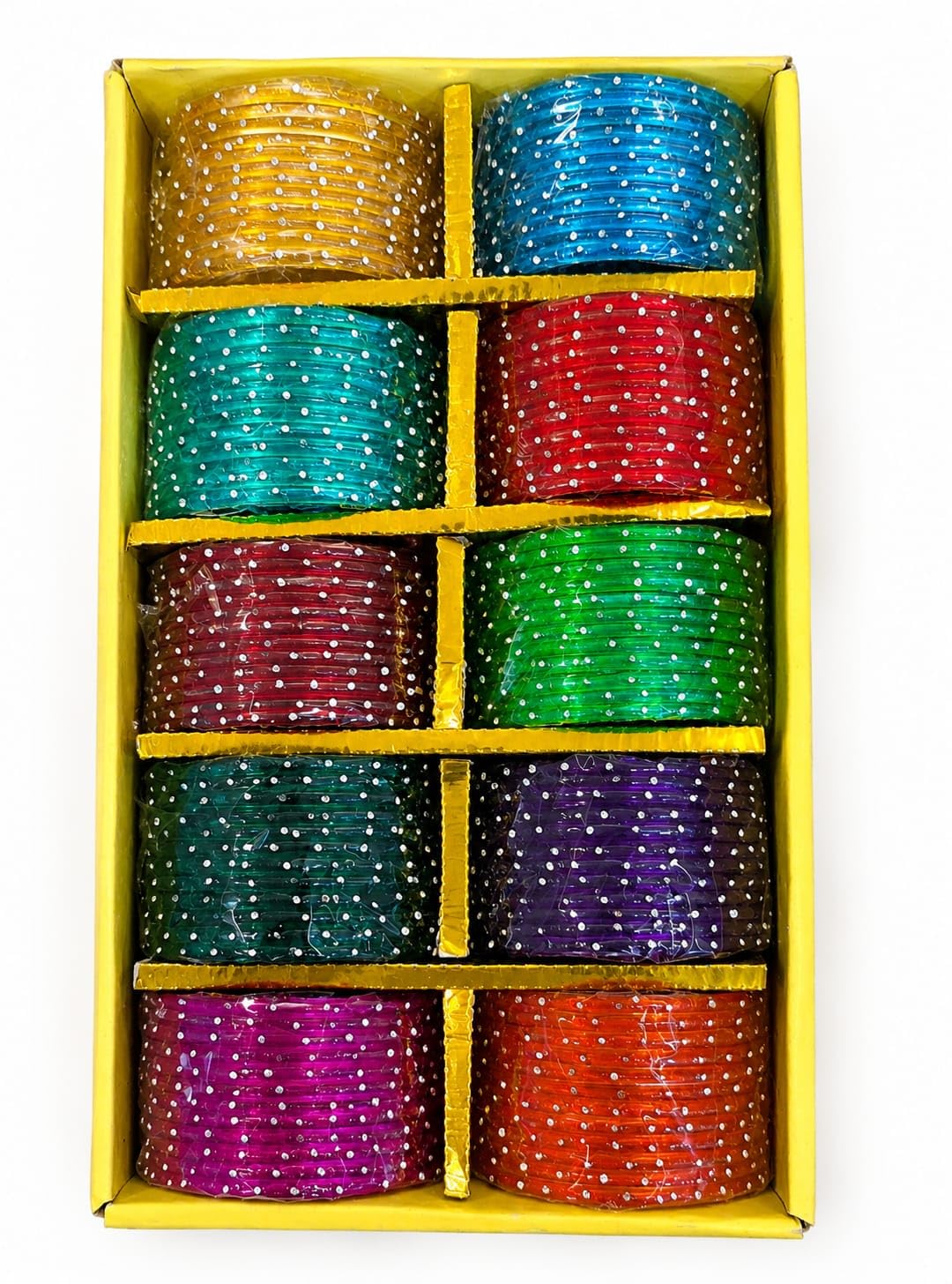 Multicolour Bangles Set with Stone Work Design, 10 Colours-image-23