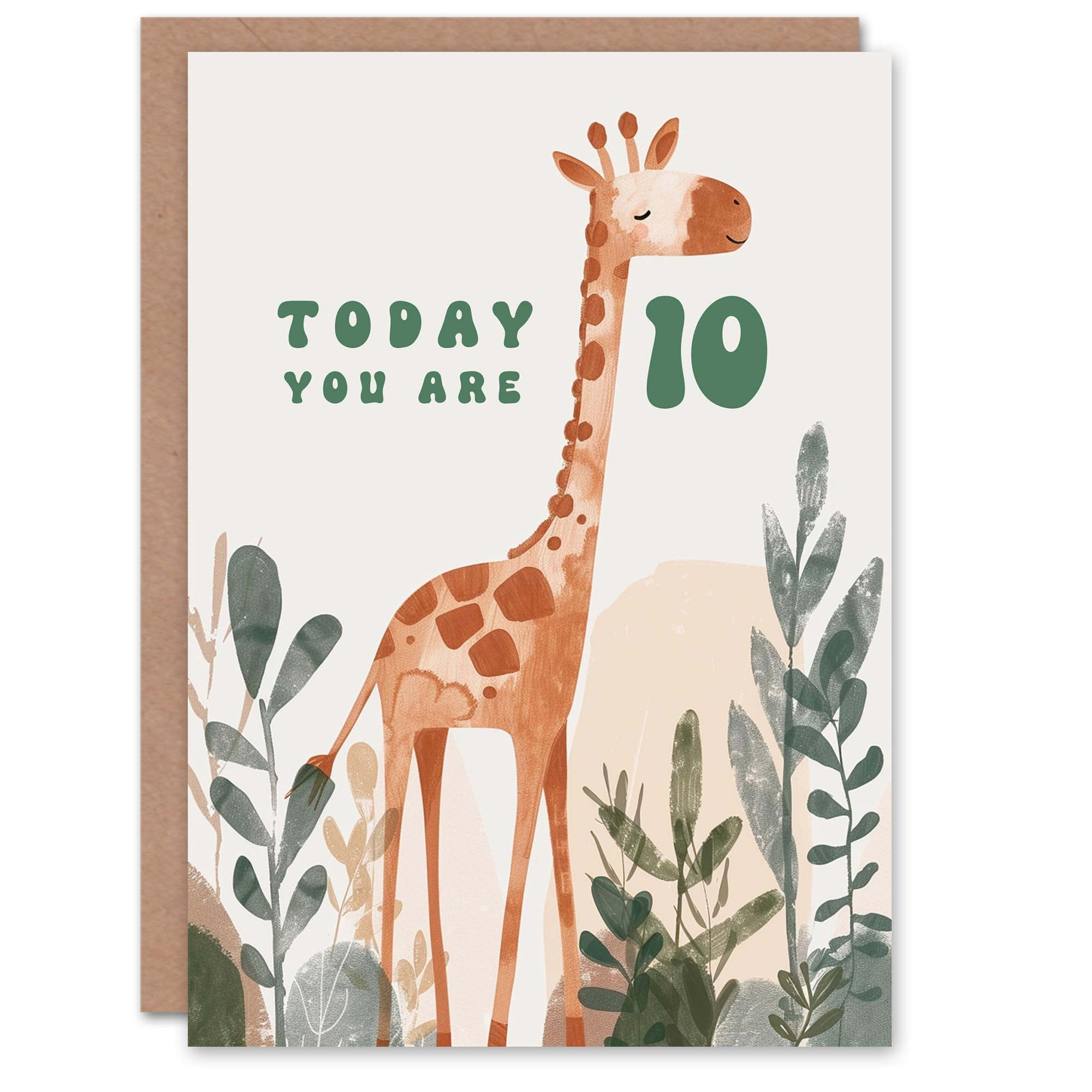 Artery8 10th Birthday Card Cute Fun Giraffe Today You Are Age 10 Year Old Child For Son Daughter Girl Boy Happy Card
