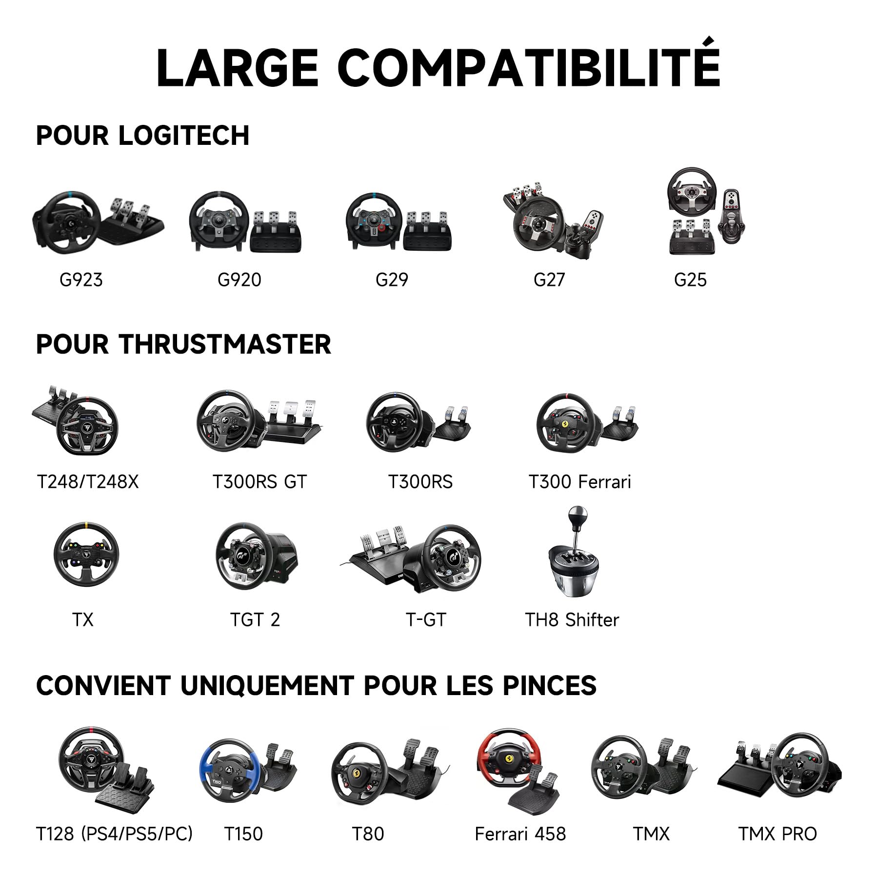 CO-Z Support de Volant Pliable pour Logitech G25, G27, G29, G920, Thrustmaster T80, T150, TX, etc. Support Volant PS3 PS4 Hauteur Réglable sans Pédales ni Volant