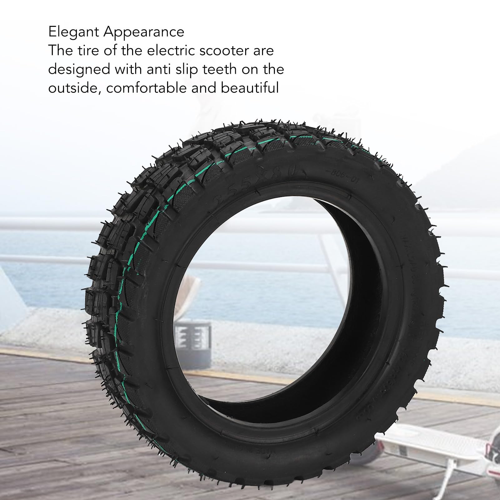 QANYEGN 255x80 Electric Scooter Tire, Electric Bikes Tubeless Tire, Anti Skid Scooter Vacuum Tire Replacement Suitable for Electric Scooter