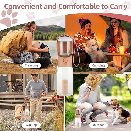 Miniatura 6 de Botella de agua 3 en 1 para perro, dispensador de agua portátil para cachorros con comedero para beber, con espacio para bolsas de basura para