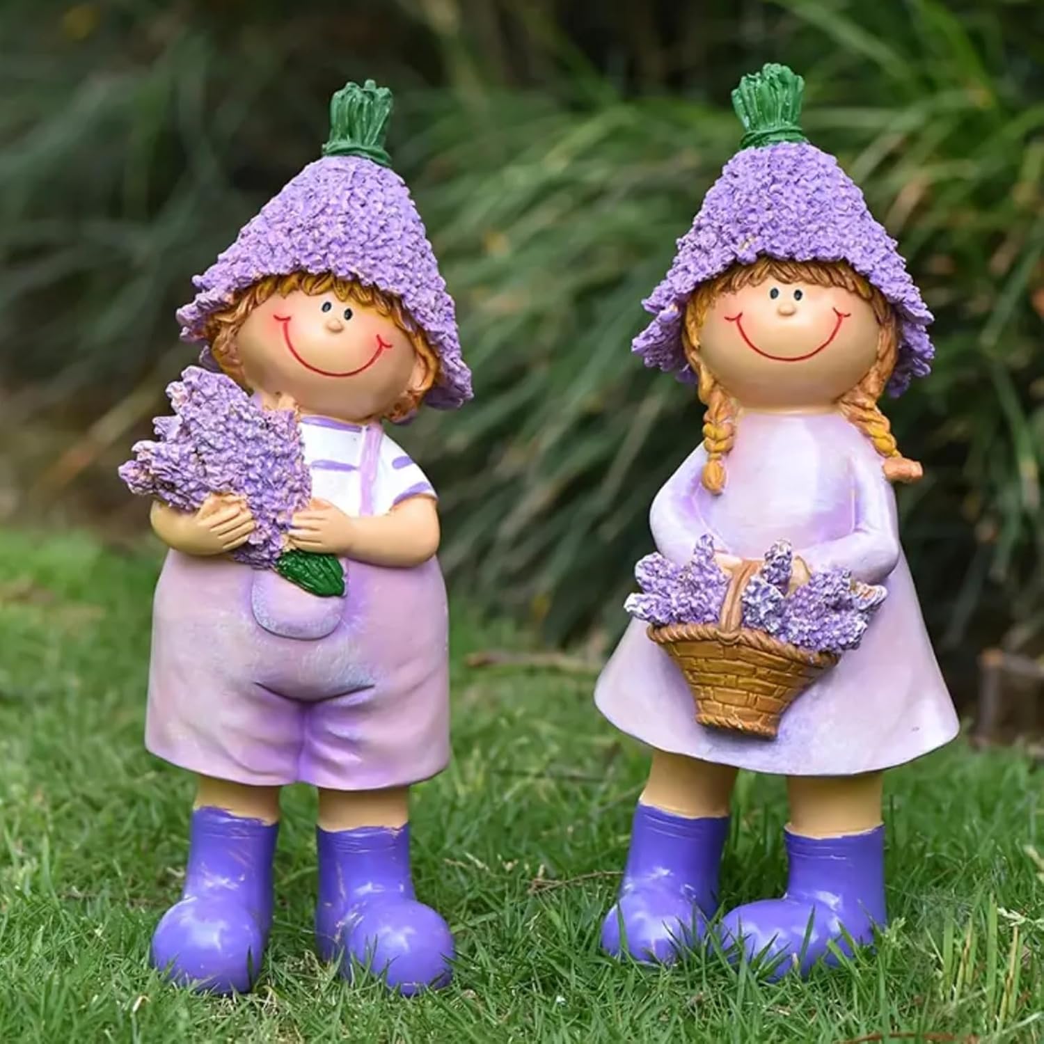 Figurines Spring Decor Garden Decor for Outside Whimsical Boy and Girl Outdoor Decor Resin Lavender Theme Spring Home Decor Indoor for Valentine's Day