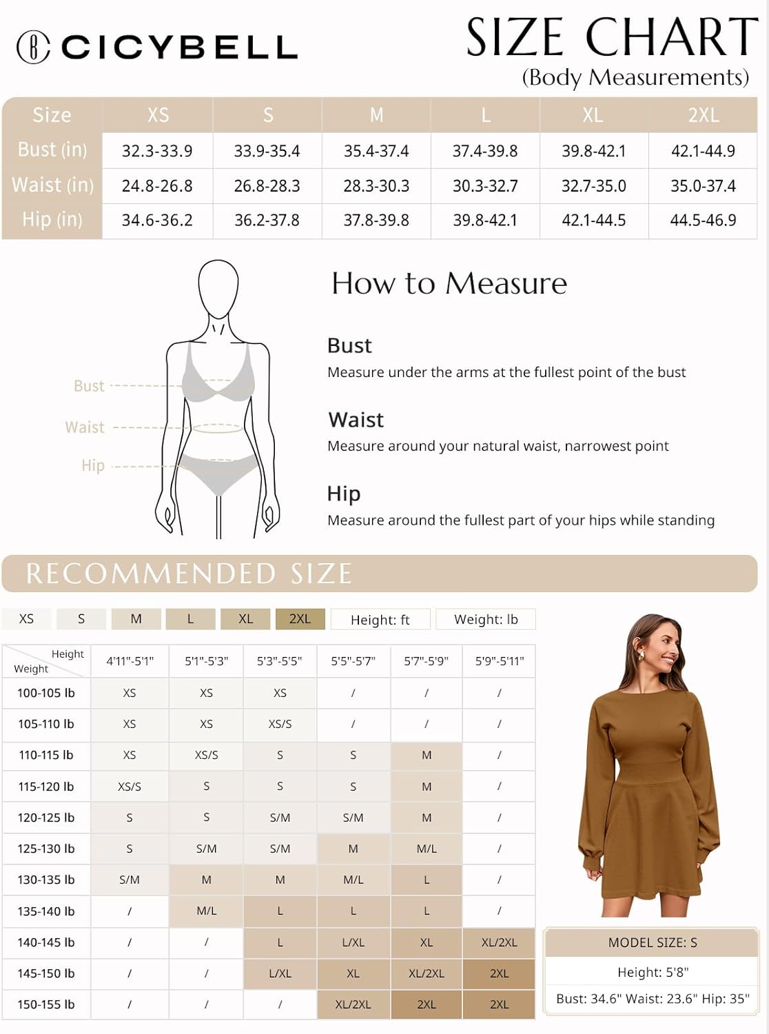 Cicy Bell Womens Puff Long Sleeve Sweater Dresses Casual Trendy A-Line Short Mini Dress Fall High Waisted Skater Dress - Image 7