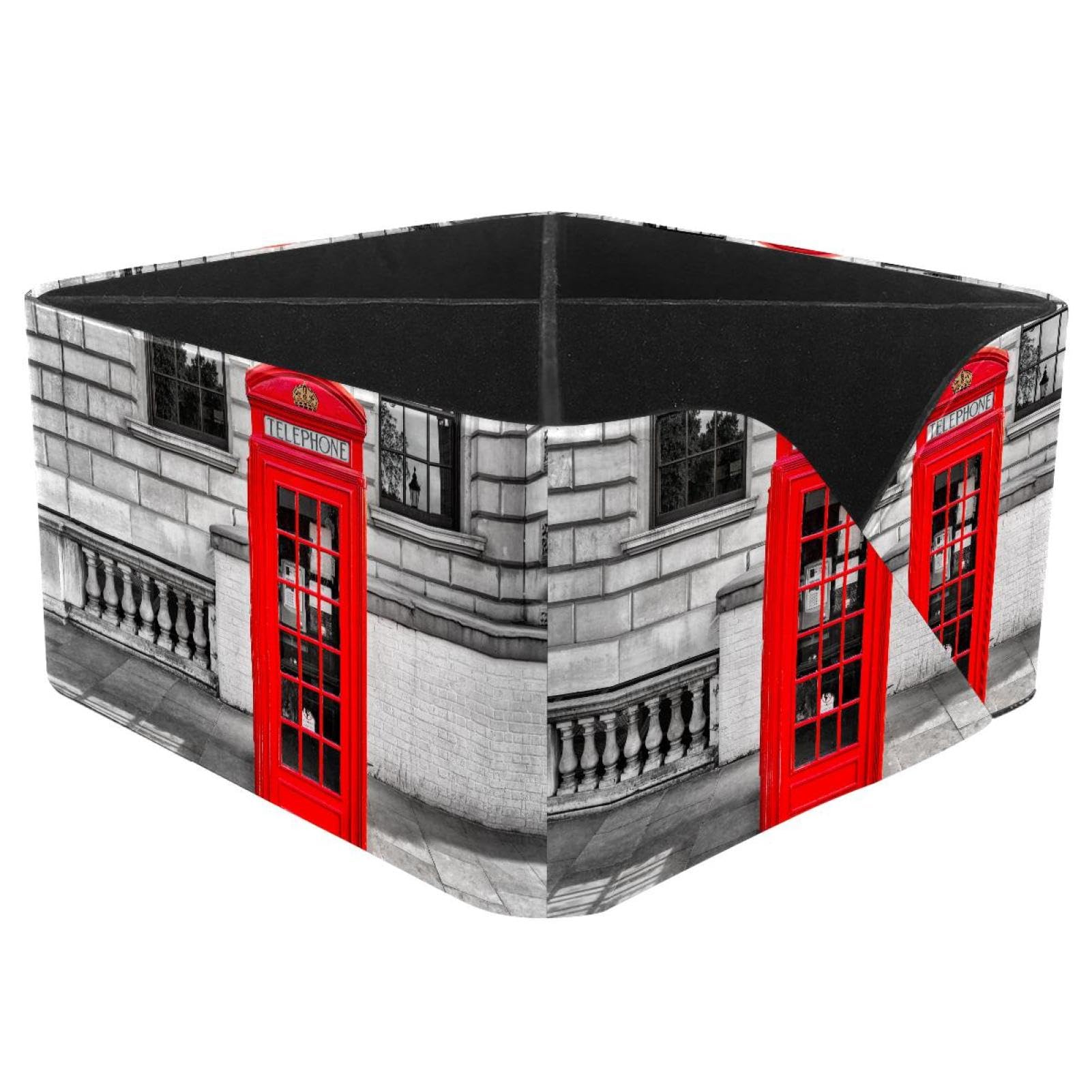 KengjuTesu Red Phone Booth in London Desktop Organizer Pen Holder, Rectangular Pencil Cup for Office, Study and Makeup Stations